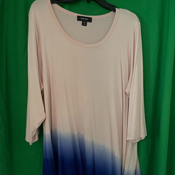 Karen Kane Ladies Fall Cream & Blue Ikat top shirt  Size 2x drape blouse - Picture 1 of 4